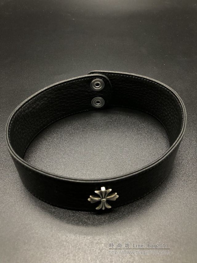 chrome hearts銀飾 克羅心十字皮項圈 克羅心銀飾品 925銀首飾  gjc1854